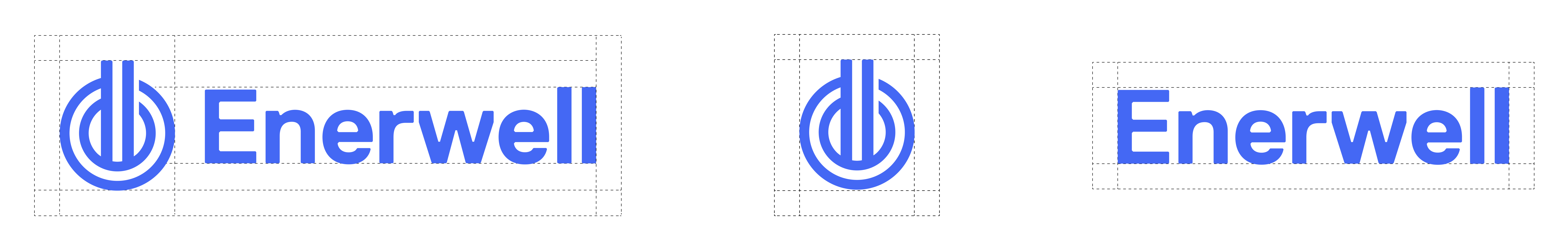 Enerwell — logo lockup, isotipo y logotipo con grid de construcción